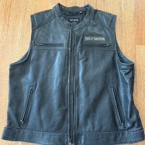 Harley-Davidson Vintage Leather Riding Vest Charcoal Black